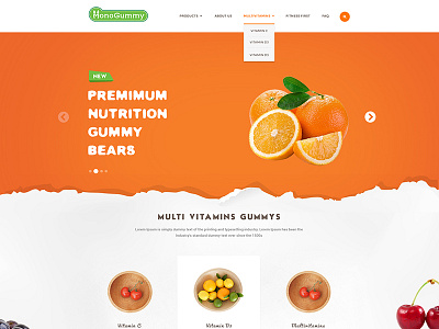 Gummy Mockup clean gummy layout mockup modern orange psd ui ux vitamins web website