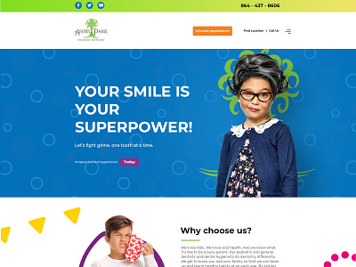 Pediatric Dentist Website design clinic dentist design kids landing page design mcokup modern pediatrics photoshop website