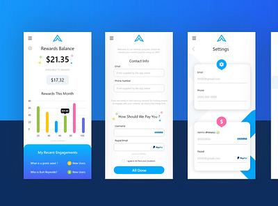 Reward User App Mockup Design android app app design application design ios app layout mobile app mobile app design mockup modern payment reward ui ux