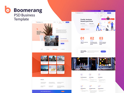 Boomerang Business Finance Psd template business design finance landing page layout loan mockup modern photoshop sale template ui ux web