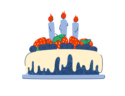 Birthday cake birthday blueberry cake congratulation happy strawberry vector