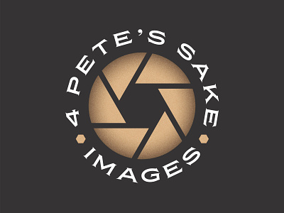 4 Pete's Sake Images aperture badge badge design brand design brand identity camera camera logo gold hexagon logo logo design photography photography branding photography logo typography
