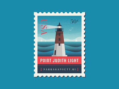 Point Judith Light anchor badge badge design badgedesign lighthouse narragansett ocean ocean state point judith point judith light postage rhode island sailboat stamp sticker usps vinyl sticker water waves