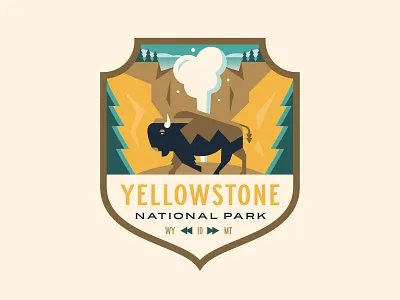 Yellowstone National Park Vinyl Sticker animal badge badge design badgedesign bison buffalo geyser hiking national park national park art national park badge national park sticker nature outdoors stickermule trees wyoming yellowstone yellowstone national park yellowstone sticker