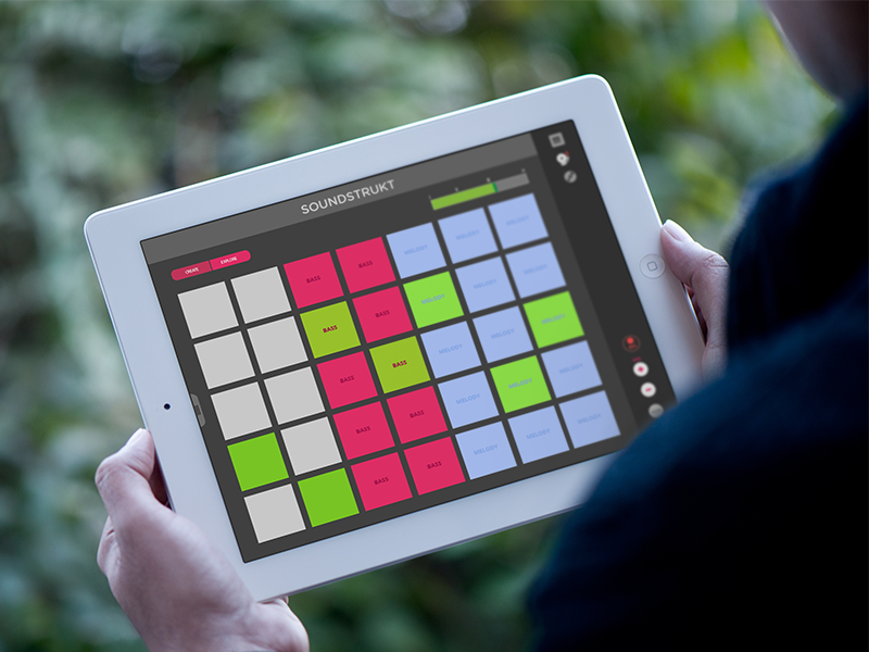 Soundstrukt - Flat Design Launchpad Music App music app soundstrukt launchpad novation flat design flat ios ipad nid bhaumik mockup