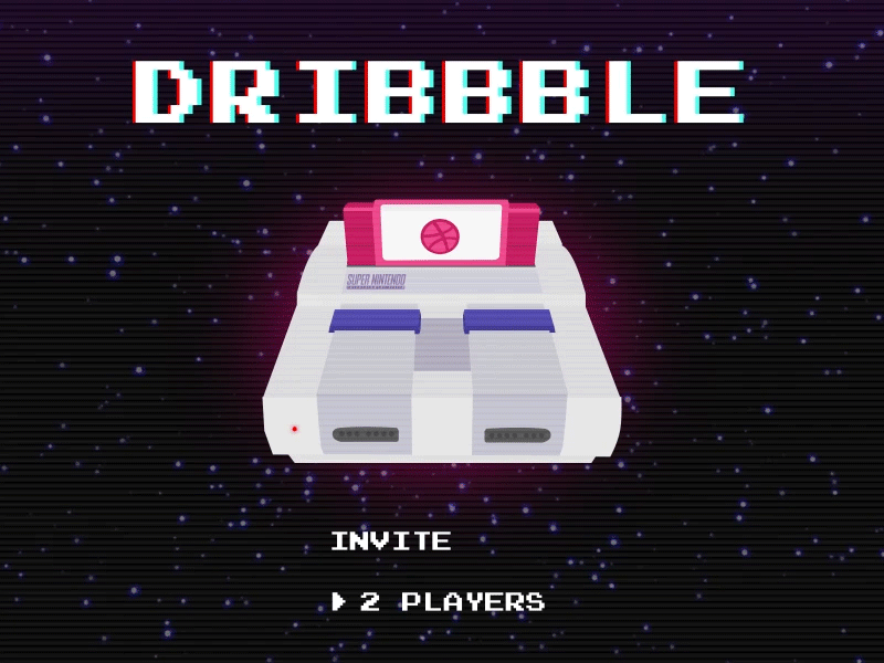 Two Dribbble Invitations 2 players 80s dribbble invite retro super nintendo two