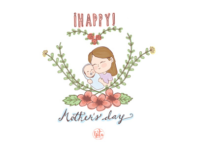Happy Mothers Day cacti digitalart diseño hand drawn ilustration yitadesigns