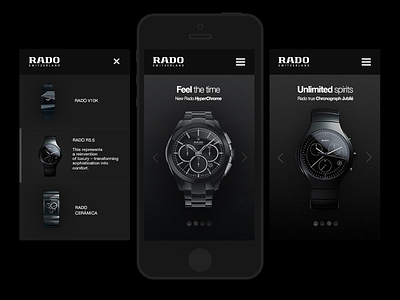 Rado luxury mobile webdesign