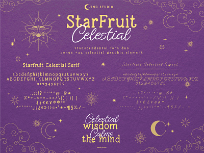 StarFruit Celestial "transcendental font duo" celestial cosmic display font font hand lettering script font starfruit type face