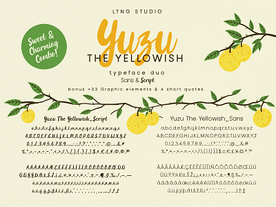 Yuzu The Yellowish Font Duo cute display font font script font type face yuzu the yellowish