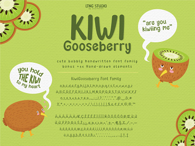Kiwi Gooseberry Font Family cute font font display font family hand drawn hand writtern kiwi typeface