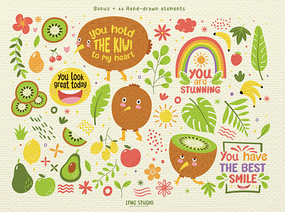 Kiwi Gooseberry Font Family children book cute elements font handdrawn handwritten kiwi typeface