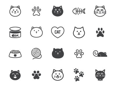 its All About The Cat 6 cat fill icons outline simple stroke