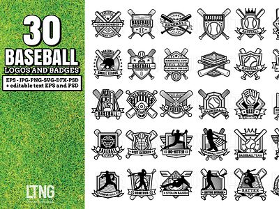 30 Baseball badges and logos badges baseball editable text graphic logo product sell shop template