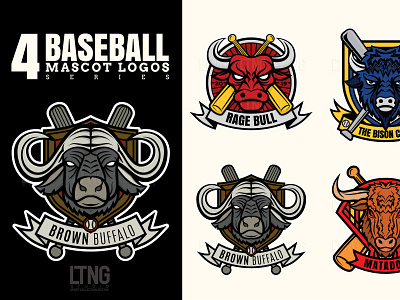 Baseball buffalo mascot logo