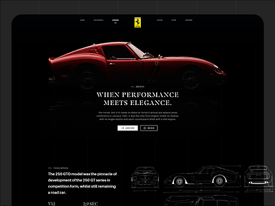 Ferrari - Website Redesign Concept adobe xd car concept design ferrari inspiration landing page redesign ui ui design ux ux design web web design
