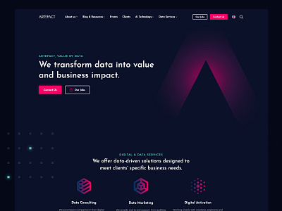 Artefact.com - Website Redesign branding client work consulting dark ui data design digital marketing futuristic hero hero banner home rebranding tech technology ui ux web webdesign website design
