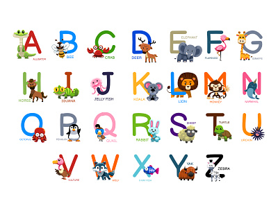 Set Alphabet A to Z cute animals by arsansp on Dribbble