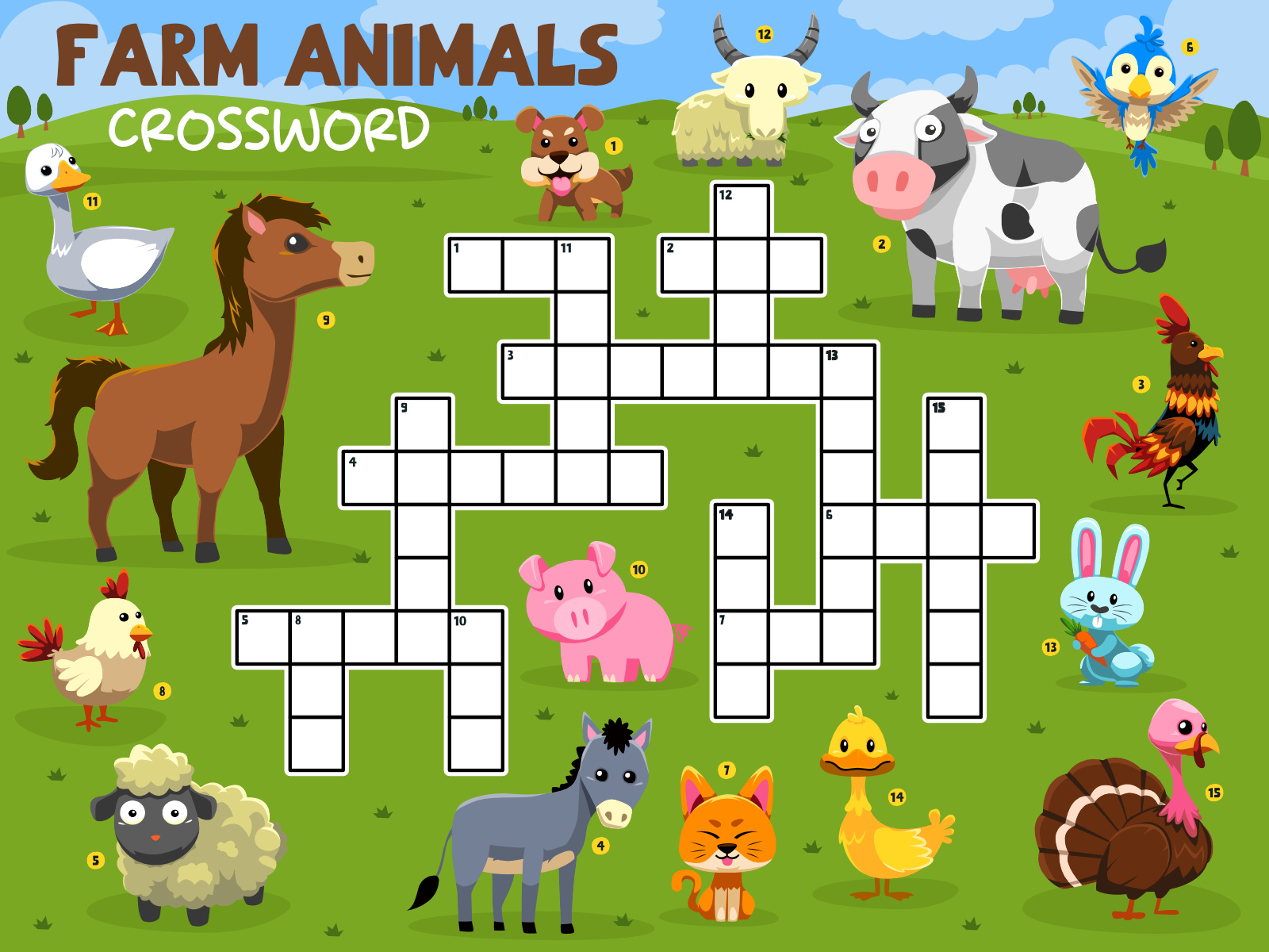 CUTE CARTOON FARM ANIMALS CROSSWORD by arsansp on Dribbble