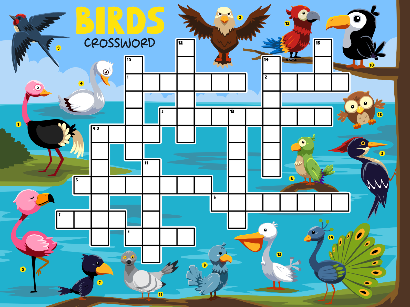 CUTE CARTOON BIRDS CROSSWORD by arsansp on Dribbble