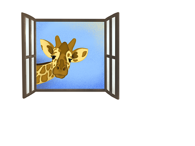 Oh hello blue design digital drawing giraffe illustration procreate shading spots window yellow