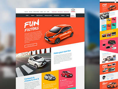 Toyota Aygo Website angle automotive car fun layout orange ui website