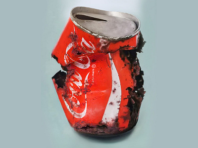 Rusty Coke Can art crushed can hyperrealistic modern art