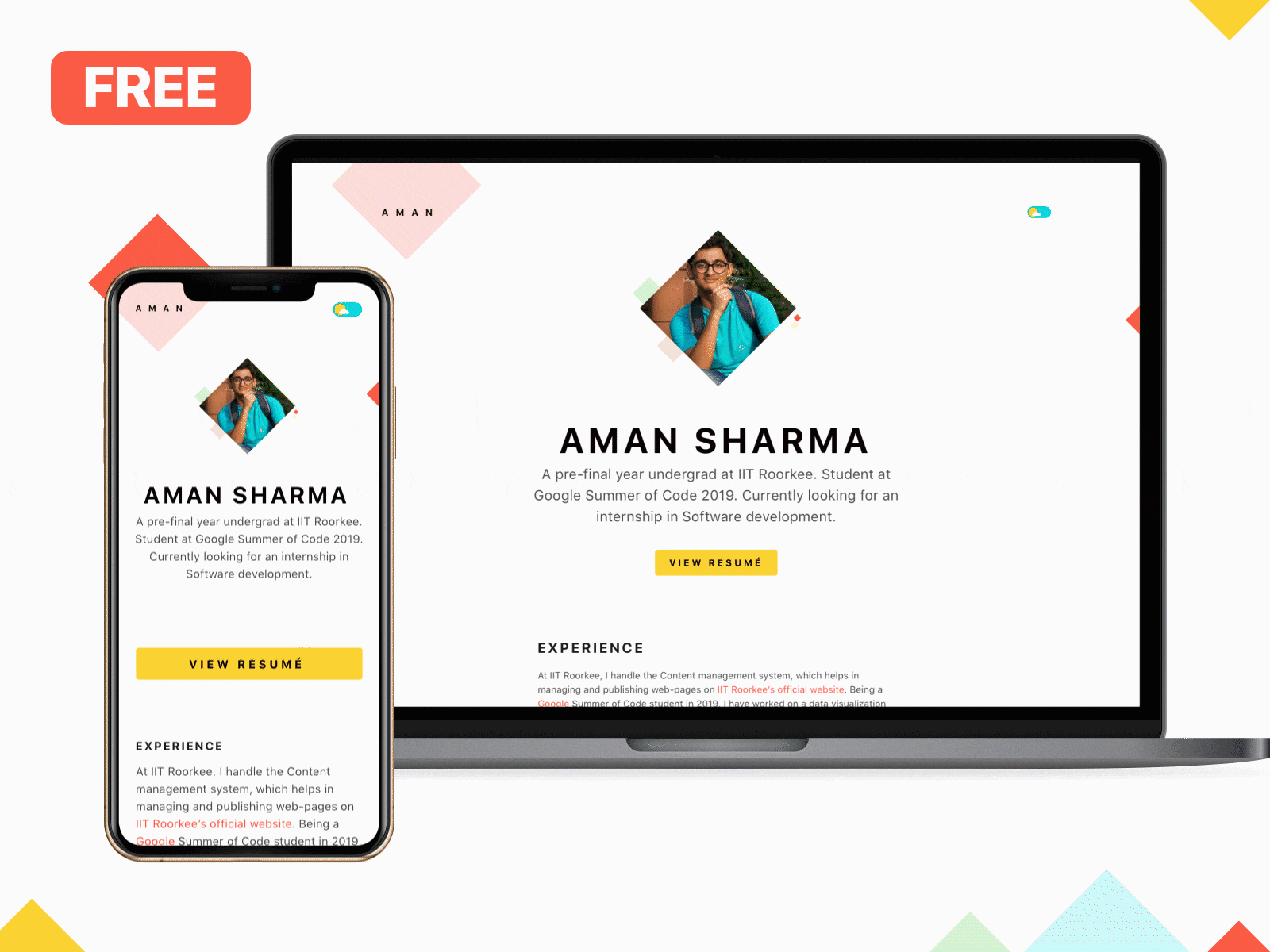 Single page portfolio template animation branding design free freebie portfolio portfolio design ui website