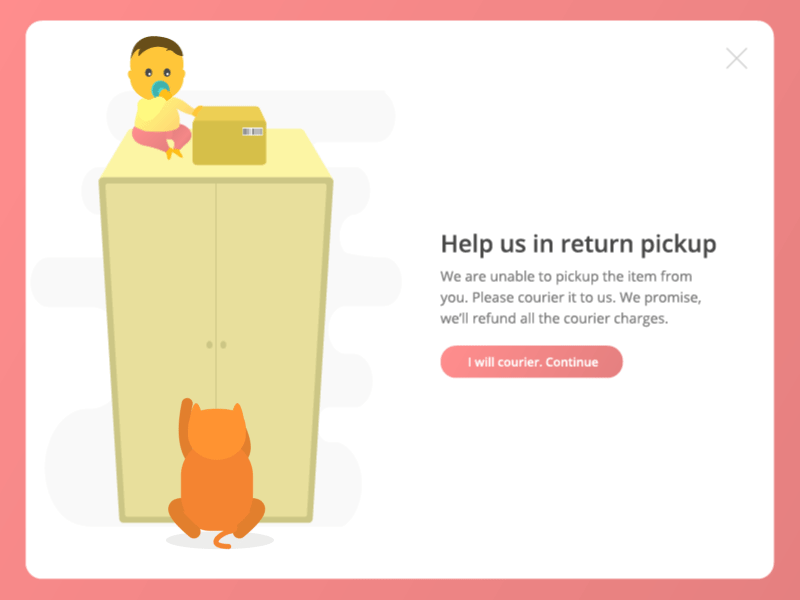 Freebie– Return An Item Interaction animation baby buy cat courier ecommerce free freebie jump package return reverse