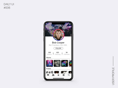 Daily Ui - 006 | User Profile app designer daily ui 006 dailyui design interface music app music app ui music application ui user profile vector