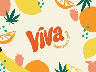 Viva Smoothies Logo branding design fruit handlettering illustration typogaphy