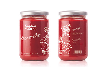 Sophia Votta Strawberry Jam branding fruit illustration label design packaging strawberry