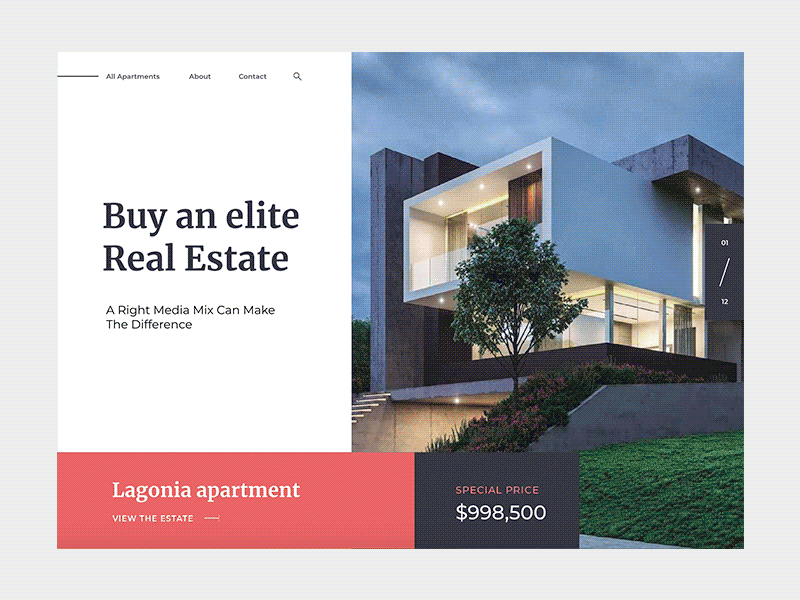 Luxury Real Estate Website – Property Listings animation booking clean design home motion real estate ui ux web website yalantis