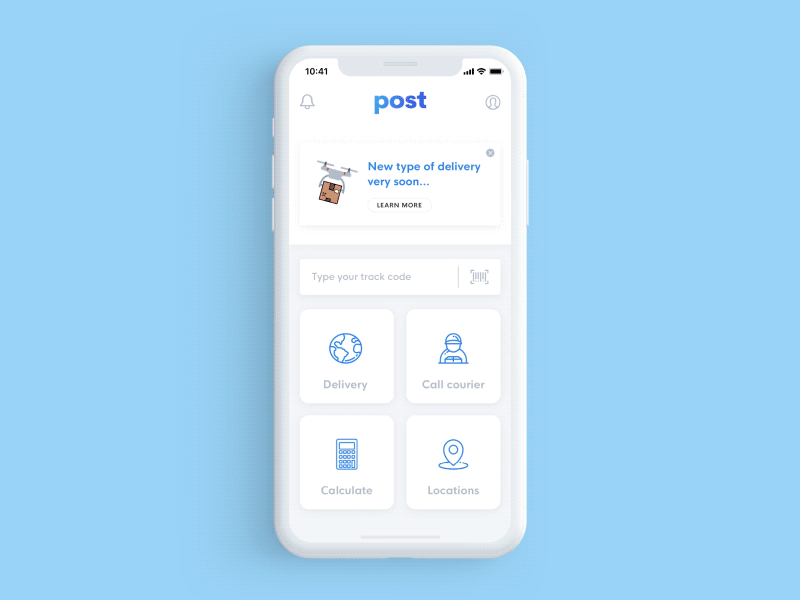 Post on-demand delivery app concept apple clean delivery mobile app gif interface animation interactions iphonex iphone packaging yalantis
