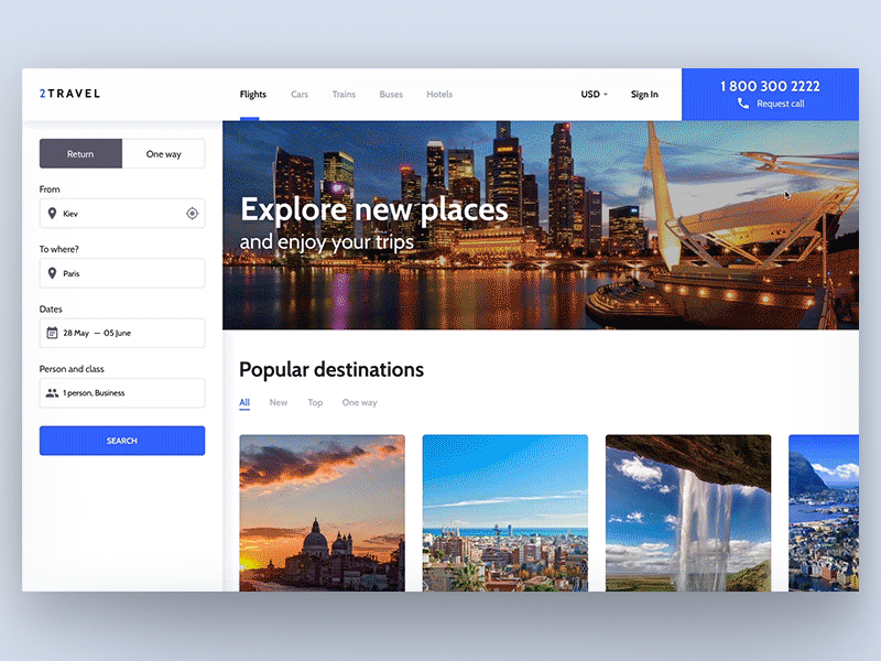 Plane & Train Ticket Booking App flight train ticket website search app traveling clear design gif interaction travel booking web-site web interface animation