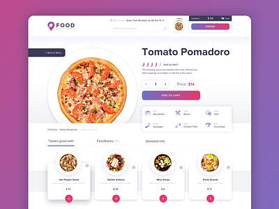 Web Food Delivery Platform – Food Search adaptive interface dashboard clean white app design food delivery service pizza ordering process product page details ui ux website web site interface yalantis