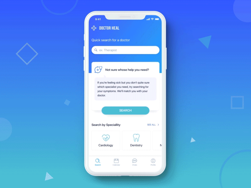 Doctor Heal - Health Care App Concept animation clean white application gif interaction health care ios iphonex iphone medecine doctor hospital mobile app concept search filter design uiux ui ux yalantis