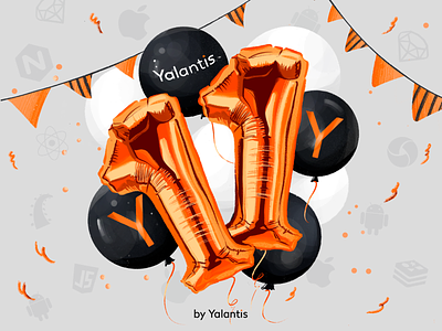 Yalantis Birthday card - 11 years birthday birthday card design development company illustration software software company software design team teamwork uiux uiuxdesign webdevelopment yalantis