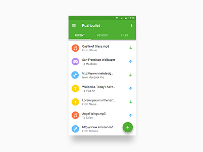 Pushbullet File Sharing android app file sharing lolipop material design mobile pushbullet ui ux