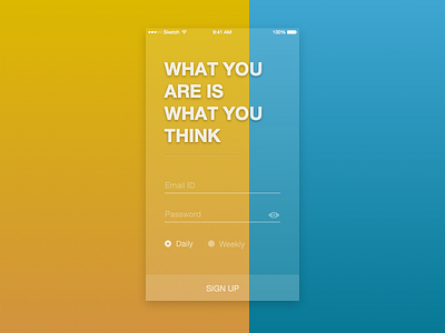 Quotes App - Sign Up Screen app glass ios mobile mobile app signup sketch ui ux