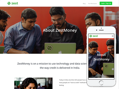 About ZestMoney Page about us fintech responsiveness ui ux web web design web page zest