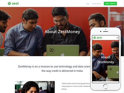 About ZestMoney Page