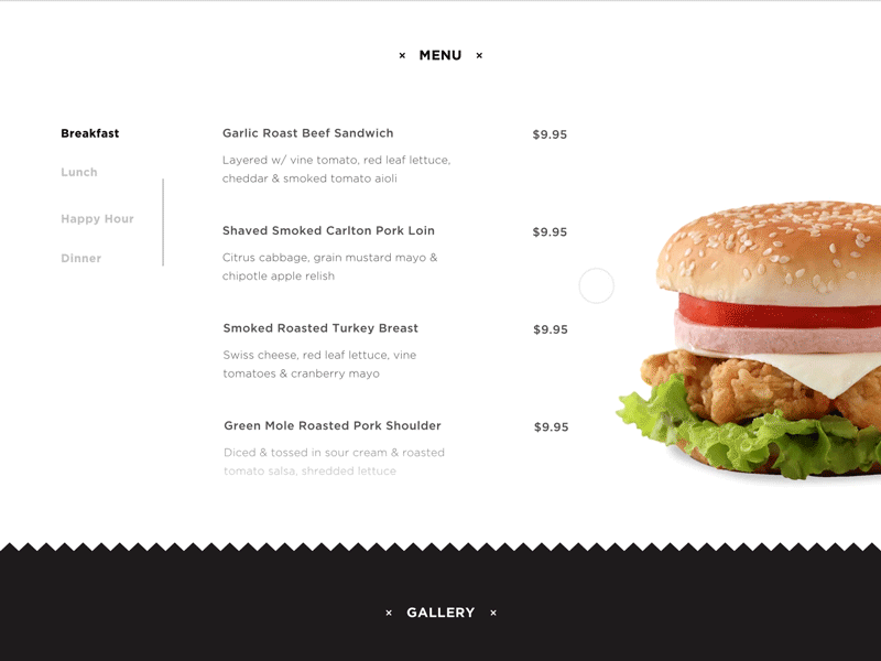 Menu Animation - TableHero Landing Page animation design food gif homepage menu minimal restaurant table hero ui ux web