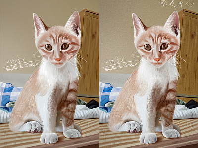 Realistic cat painting