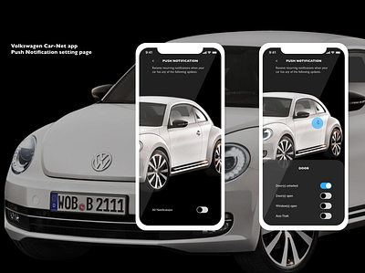 Daily ui challenge day 007 app dailyui dailyui007 design push notification settings page settings ui ui uxui vector volkswagen xd xd design