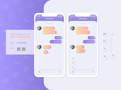 Daily UI Challenge Day 013 app dailyui design directmessaging illustrator message ui uxui vector xd xd design