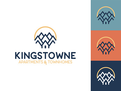 Kingstowne Logo Concept | Three apartments branding design identity illustrator king logo logomark