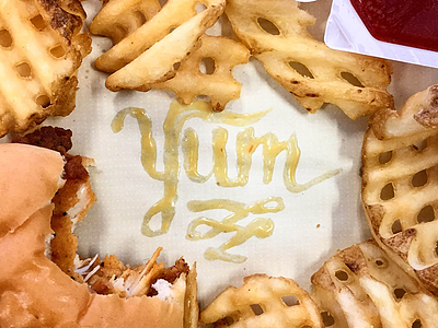 Yum Sauce Lettering chick fila chicken chickfila food fries hand lettering lettering sauce typhography waffle waffle fries yum