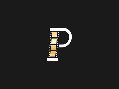 Premiere brand identity branding film strip gold logo design concept movie premiere p type custom typography vector logomark logotype