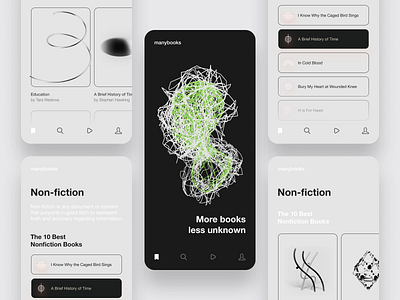 Manybooks | Mobile App 50000+ Free eBooks in the Genres you Love 3d books bookshop bookstore cinema 4d cinema4d design figma minimal mobile mobile app mobile app design mobile design mobile ui typography ui ux